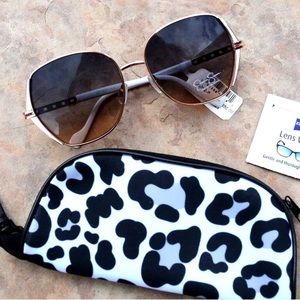 NWT JESSICA SIMPSON J5812 METAL WHITE BLING SUNGLASSES  NEW w/pouch & To…